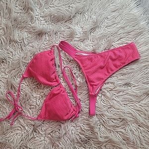 Bright Pink Size Medium Thong Bikini